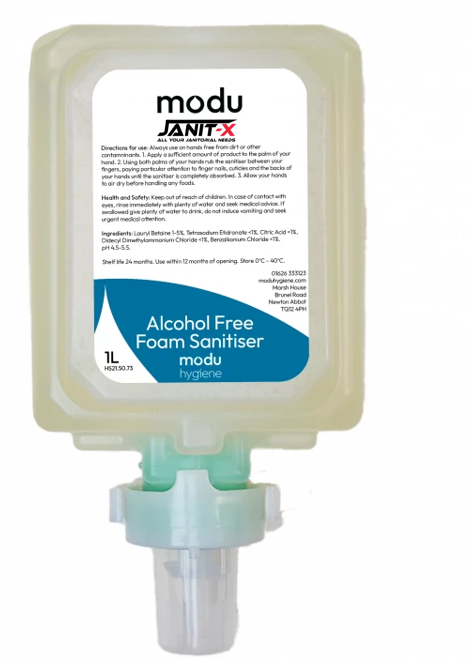 Janit-X MODU 1L Luxury Alcohol Free Foam Sanitiser Cartridges- Clear