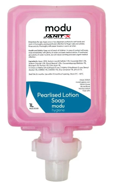 Janit-X MODU 1L Luxury Soap Lotion Cartridges for Soap Dispensers - Pink