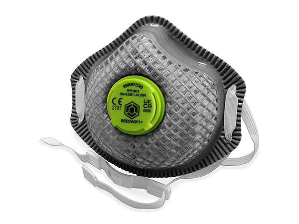 Beeswift Charcoal P2 Premium Mesh Cup Mask Black Box 10's