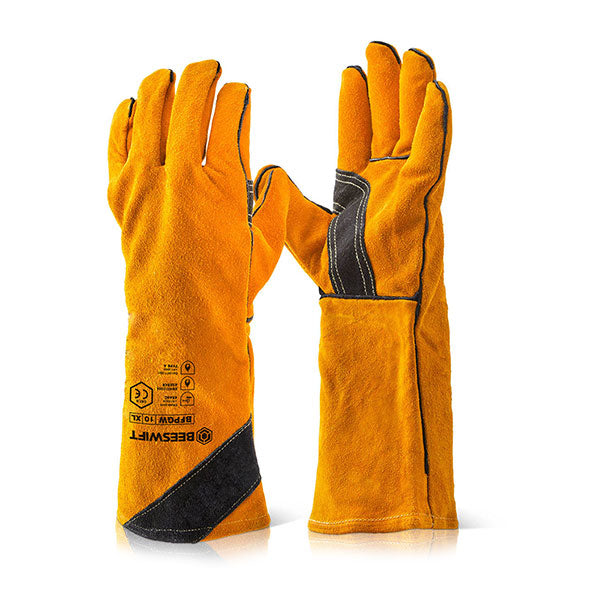 Beeswift Premium Golden Welders Gauntlet Gloves 16" Gold Box 10's