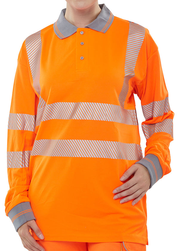 Beeswift Executive Hi-Vis Long Sleeve Rail Polo Shirt - {ALL COLOURS / SIZES}