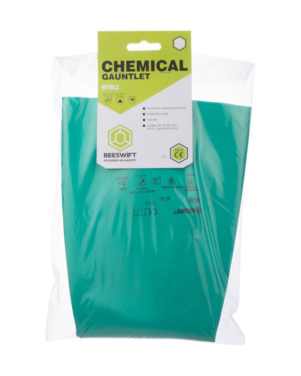 18" Nitrile Gauntlet Green XL (One Pair)