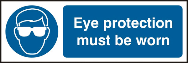 Eye Protection Rigid Pvc Sign White/Blue 300 X 100mm Box 5's