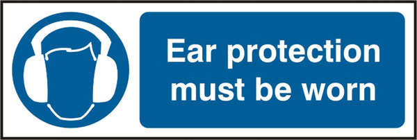 Ear Protection Rigid Pvc Sign White/Blue 300X100mm Box 5's
