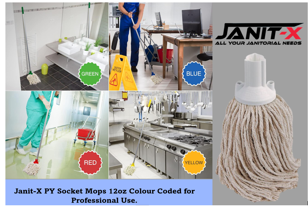 Janit-X PY Smooth Socket Mop 12oz White (Pack of 10) - NWT FM SOLUTIONS