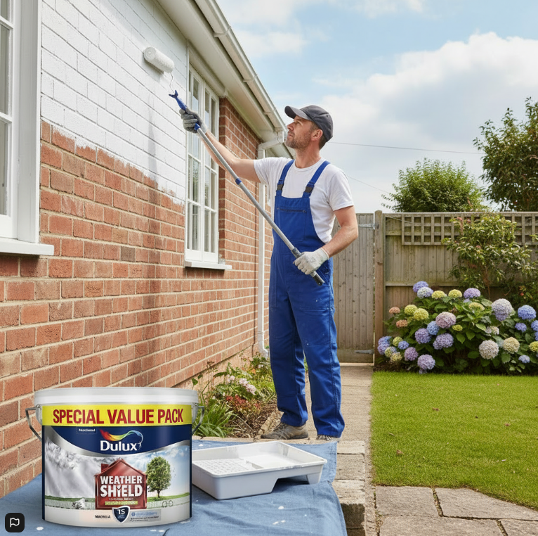 Dulux Weathershield Smooth White Masonry Paint | Acrylic Paint | 1 x 7.5L