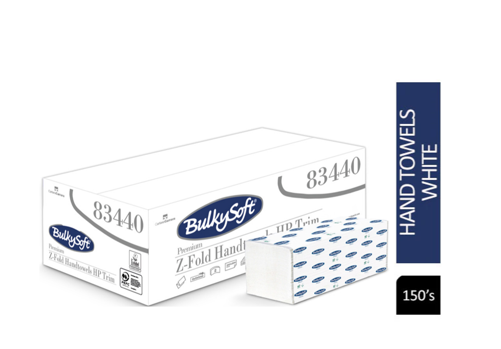 Bulky Soft Premium Z-Fold 2 Ply White Hand Towels 150's