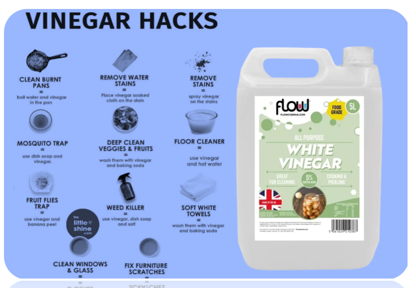 Flow Foodgrade White Vinegar Cleaner Limescale Remover Weed Killer 5 litre