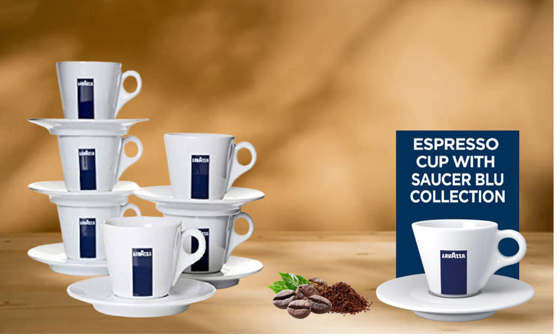 Set of Lavazza branded Espresso cup and saucer.