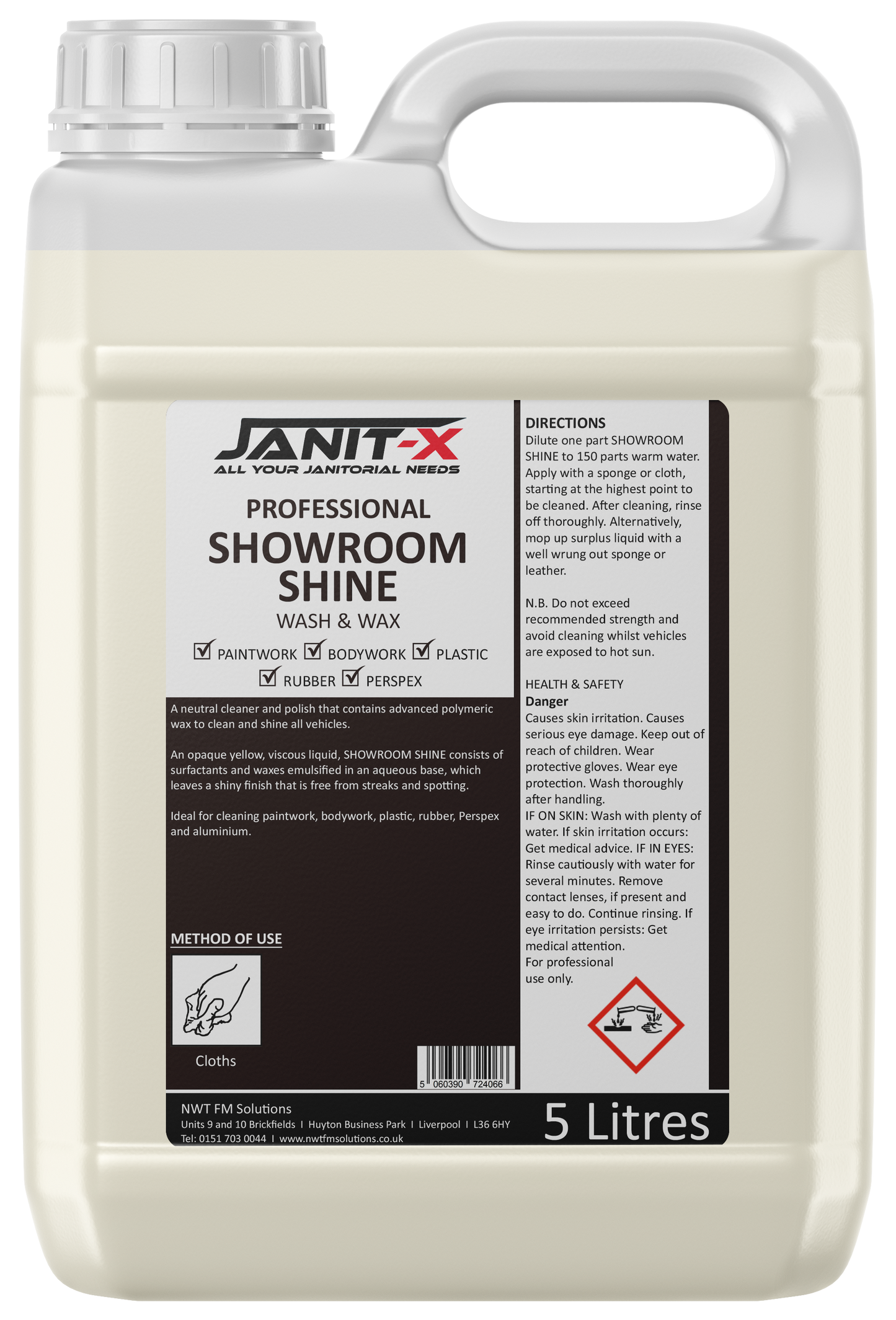 Janit-X Car Shampoo & Wax Showroom Shine 5 Litre