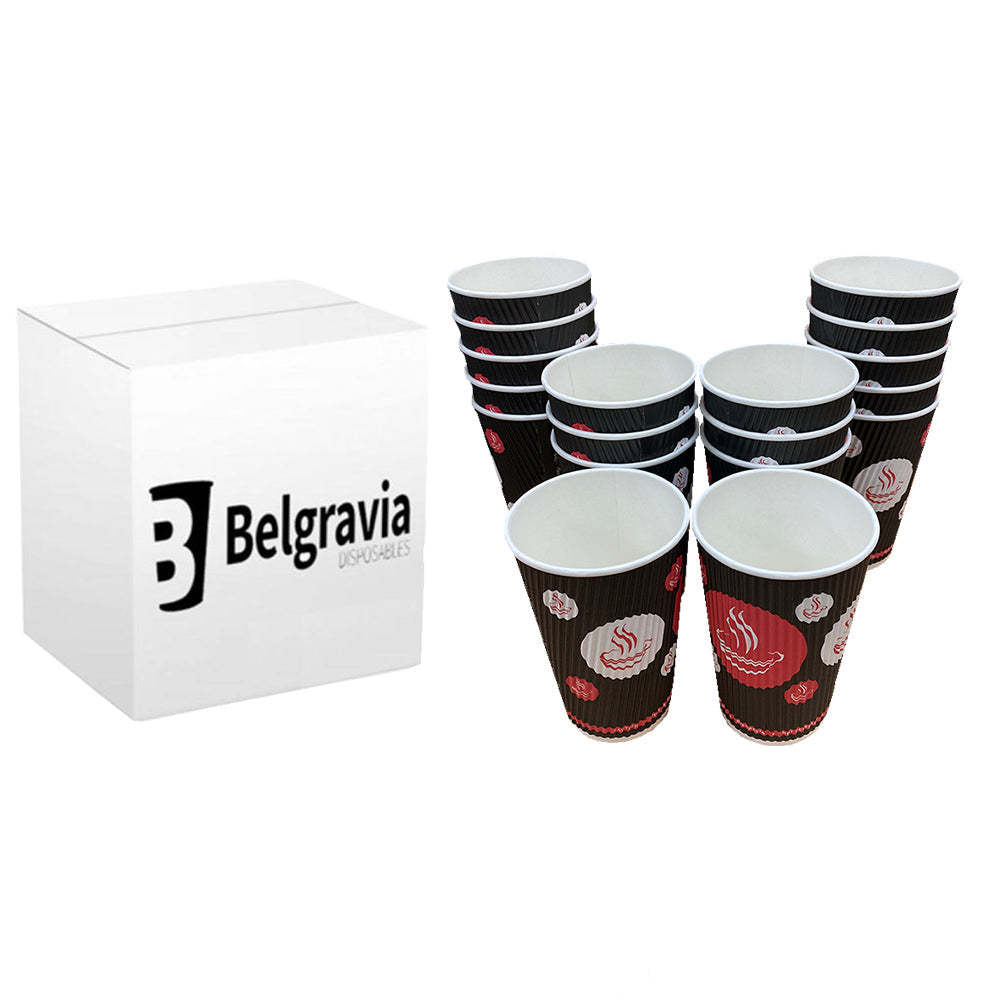 NEW Belgravia 12oz Red & Black Ripple Paper Cups 25s - NWT FM SOLUTIONS