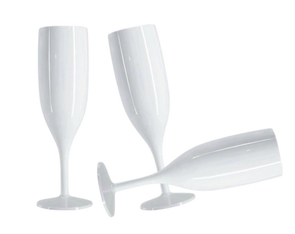 Belgravia White Plastic Champagne Flutes Pack 6"s