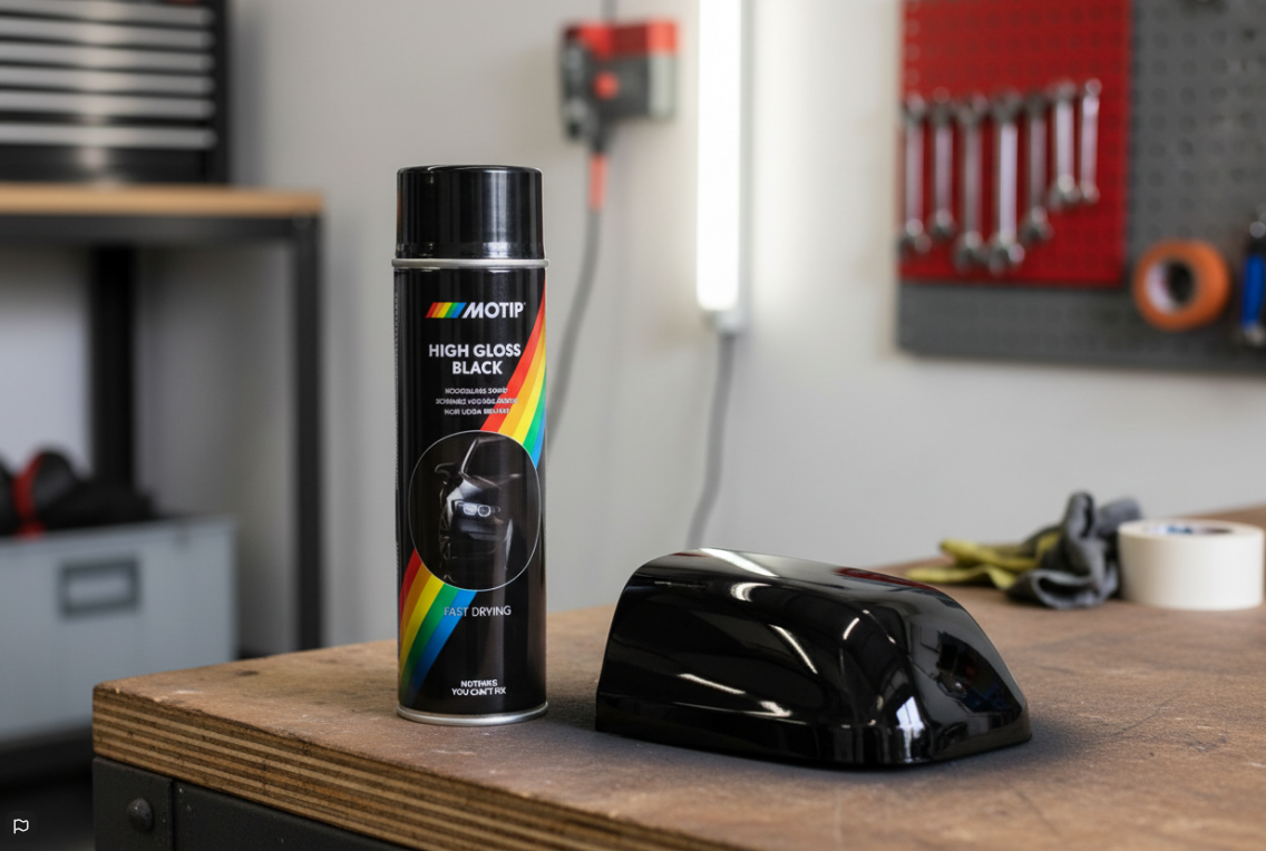 Motip Black Spray Paint HIGH GLOSS | Fast Drying | 1 x 500ml.