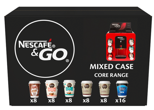 Nescafe &Go Machine Variety Pack 56 Drinks Pack includes 50 white Lids.