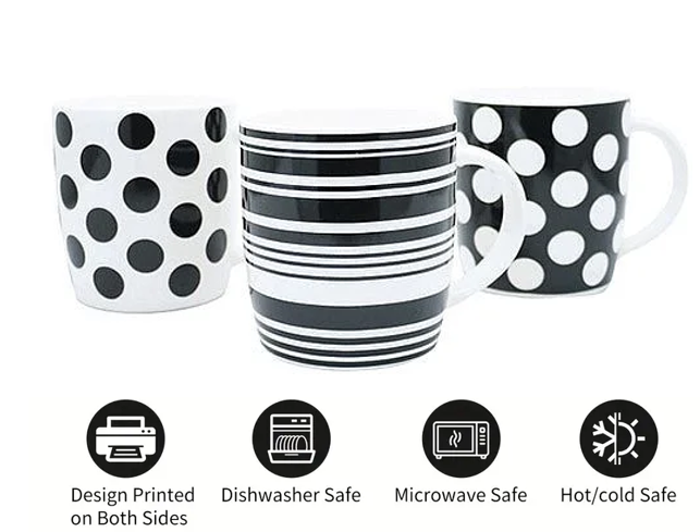 Fixtures 12oz Black & White Pattern Mugs