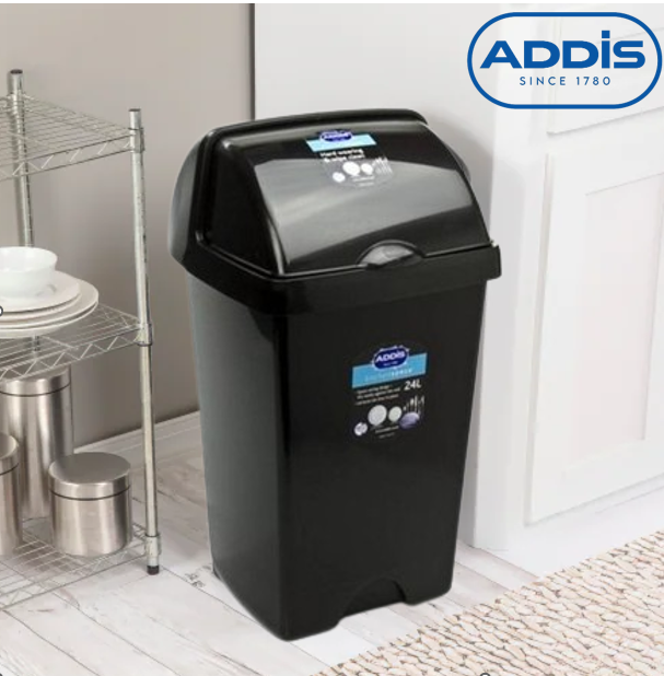 Addis Black Roll Top Bin 25 Litre