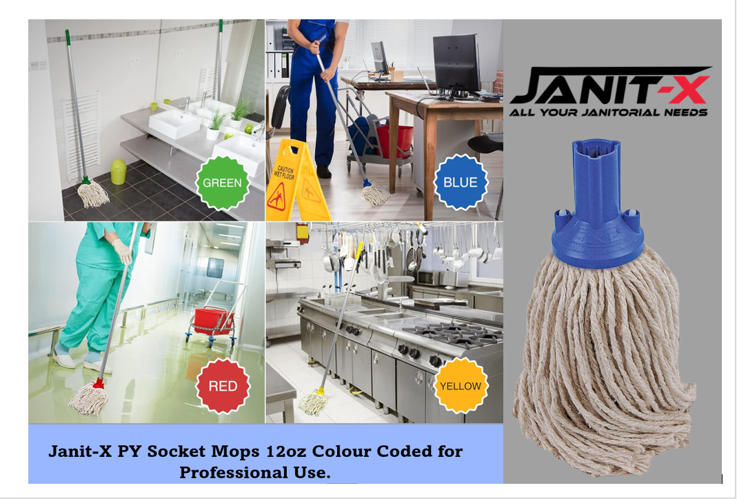 Janit-X PY Smooth Socket Mop 12oz Blue (Pack of 10) 101869B - NWT FM SOLUTIONS