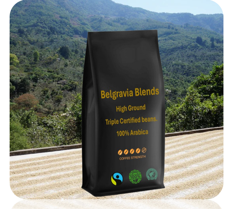 Belgravia High-Ground Blend Fairtrade Organic Coffee Beans 1kg (100% Arabica)