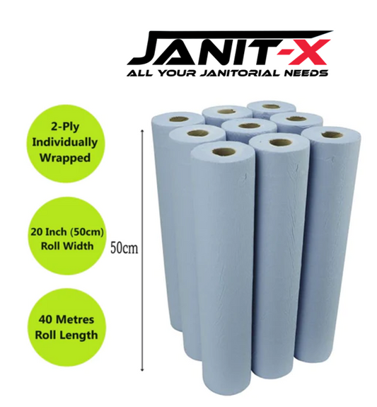 Janit-X Couch Rolls Blue 2ply 20inch 40m