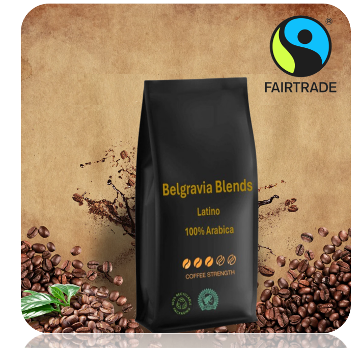 Belgravia Latino Premium Blended, Rain-Forest Alliance Coffee Beans 1kg, 100% Arabica