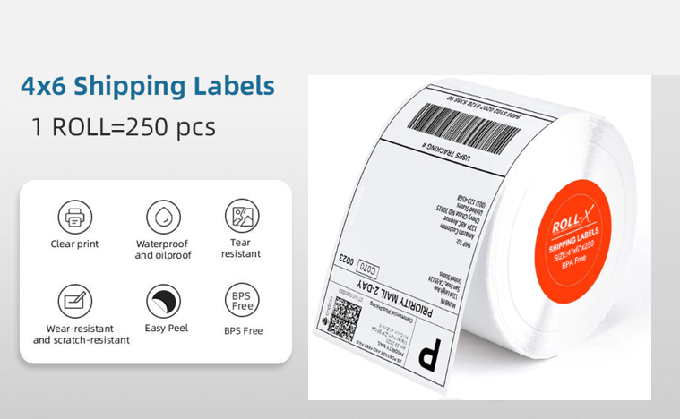 Roll-X Universal UPS Shipping Labels 6x4inch 250 Per Roll