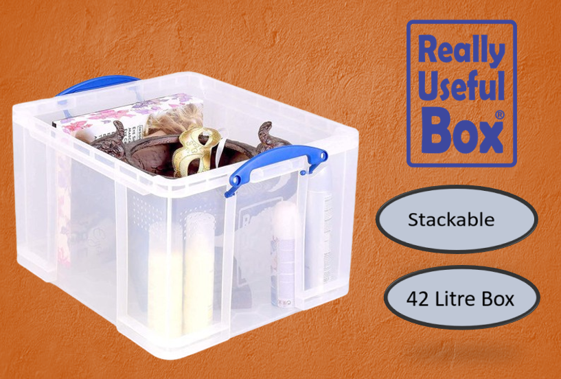 Really Useful Box Plastic Lightweight Robust Stackable 42 Litre 440x520x310mm Clear Code 42C - NWT FM SOLUTIONS