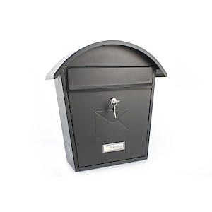 Burg-Wachter Classic 2 Wall Mounted Galvanised Steel Lockable Post Box Matt Black