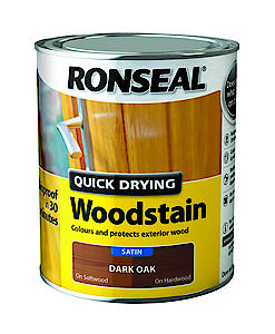 Ronseal Smoked Walnut Satin Woodstain | Soft or Hard Wood | Quick Drying | 2.5L