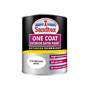 Sandtex One Coat Exterior Satin Paint 750Ml Brilliant White