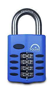 Squire Heavy Duty Padlock (Cp40S) - Steel Shackle - 4 Wheel Combination (Marine Blue, 40 Mm)