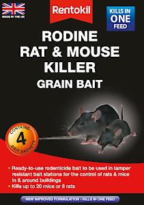 Rentokil Rodine Mouse & Rat Killer Grain Bait Pack Of 4 Sachets