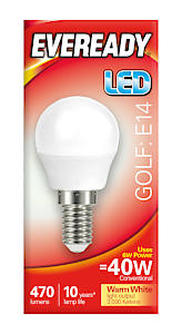 Eveready Led Bulb - Golf Opal E14 470Lm Warm White
