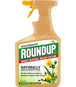 Roundup Naturals Glyphosate-Free Powerful Weed Killer, Ready To Use, Spray, 1 Litre