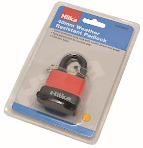 Hilka 70808040 40 Mm Weather Resistant Padlock, Silver