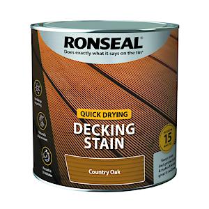 Ronseal Q/D Decking Stain Country Oak 2.5L Country Oak 2.5 Liters Paint