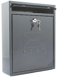 Burg Wachter Mb05A Compact Wall Mounted Galvanised Steel Postbox, Anthracite 26X33X9Cm