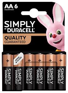 Duracell Blister Pack Of 6 Simply Aa Batteries - Lr06