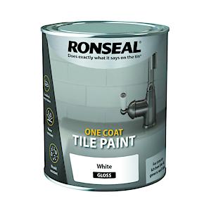 Ronseal One Coat Tile Paint White Gloss 750Ml, Rsloctpwg750