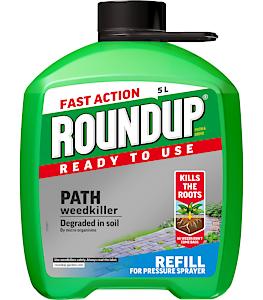 Roundup Path Weedkiller, Ready To Use, Refill For Pressure Sprayer, 5 Litre, Green