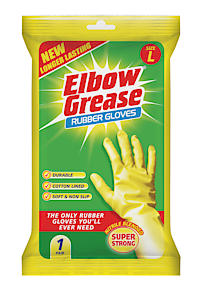 Elbow Grease Rubber Gloves Cotton Lined Extra Strong Non-Slip Size Large, Eg26