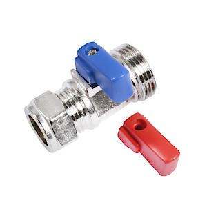 Securplumb Straight Chrome Plated Washing Machine Valve (15Mm X 0.7Mm) (Silver/Blue/Red)