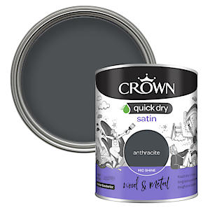 Crown Quick Dry Satin Paint Anthracite Grey 750Ml Int/Ext Wood Or Metal