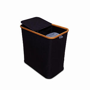 Dual Comp Bamboo Hamper - Grey