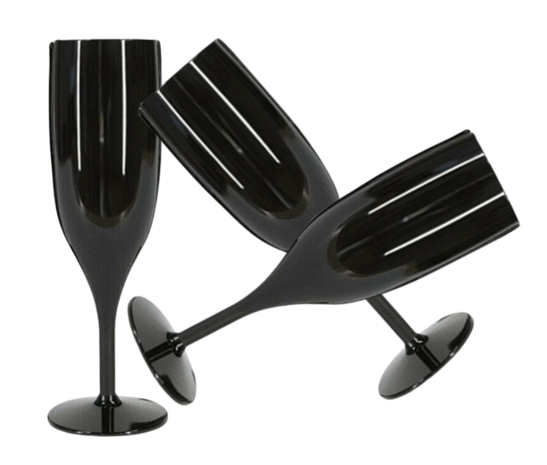 Belgravia Black Plastic Champagne Flutes Pack 6"s