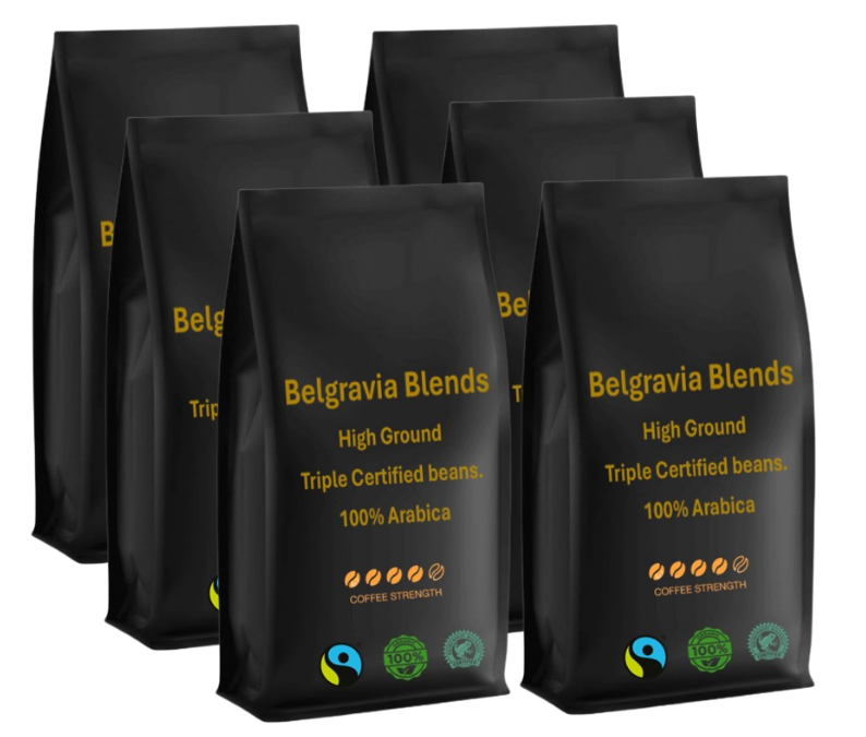 Belgravia High-Ground Blend Fairtrade Organic Coffee Beans 1kg (100% Arabica)