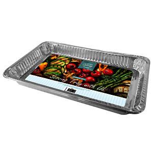 Kingfisher Foil Serving Tray With Foil Lid, Silver, 21-Inch
