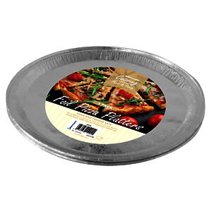 Kingfisher Round Foil Platter, Silver, 12-Inch, Pack Of 3