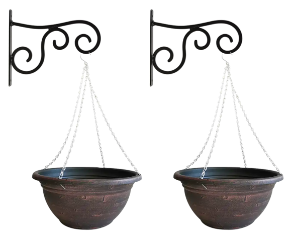Fixtures Copper Effect Large Garden Hanging Basket 37cm x 20cm