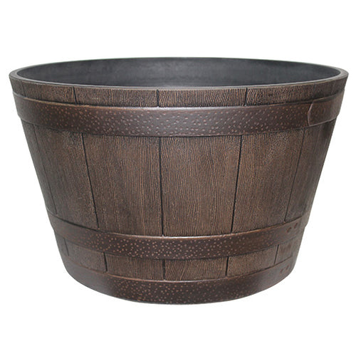 Fixtures Half Barrel Cask Brown 40cm x 27cm Medium Planter
