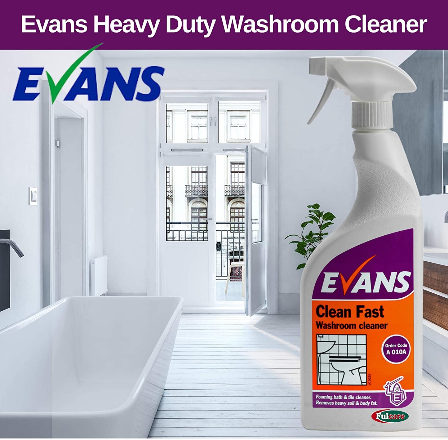 Evans Vanodine Clean Fast Washroom Cleaner 750ml - NWT FM SOLUTIONS